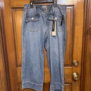 Liverpool-Blue Denim Wide-Leg Jeans